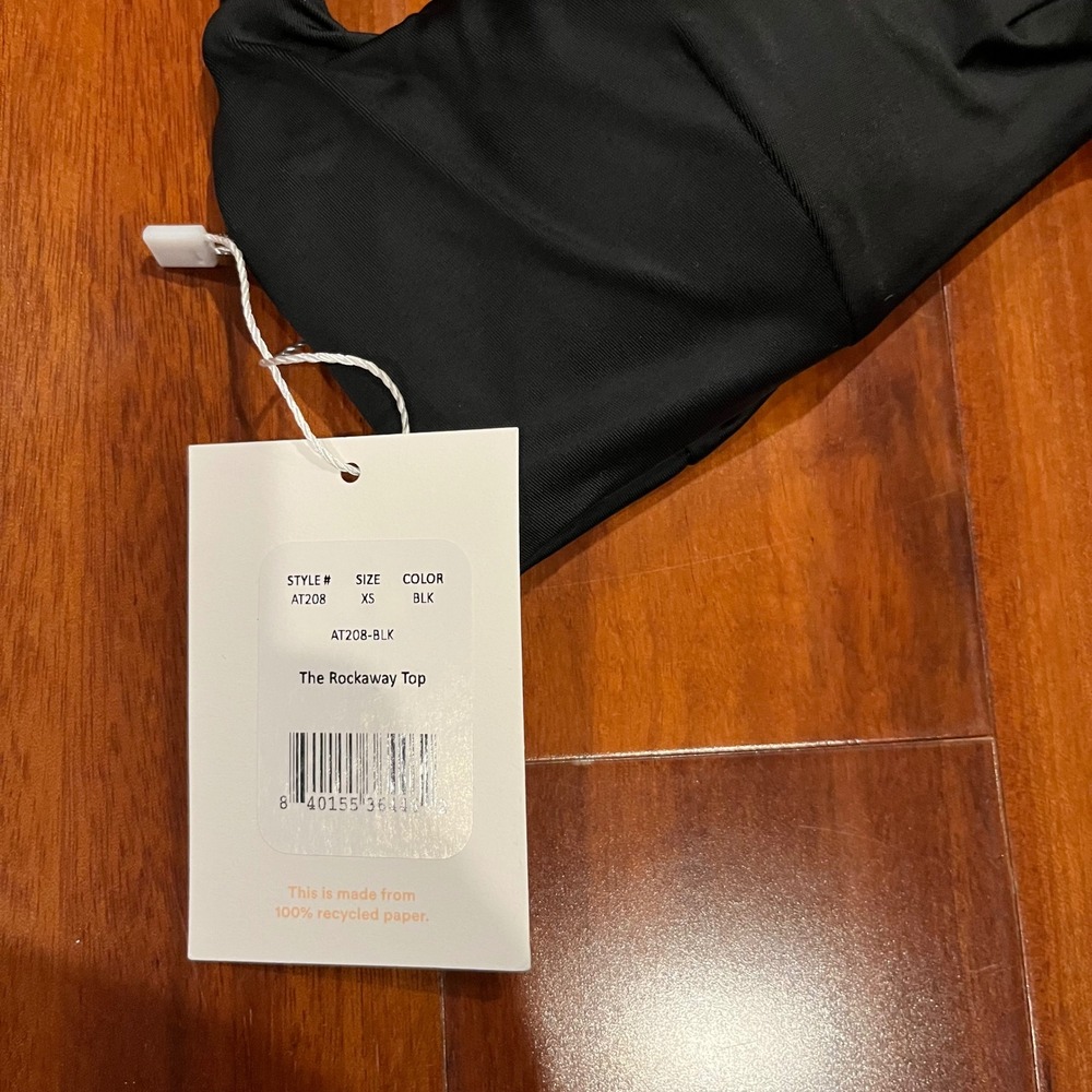 Andie Bikini Swim Top The Rockaway Black Double Strap Padded Bralette New Sz XS - Picture 2 of 4